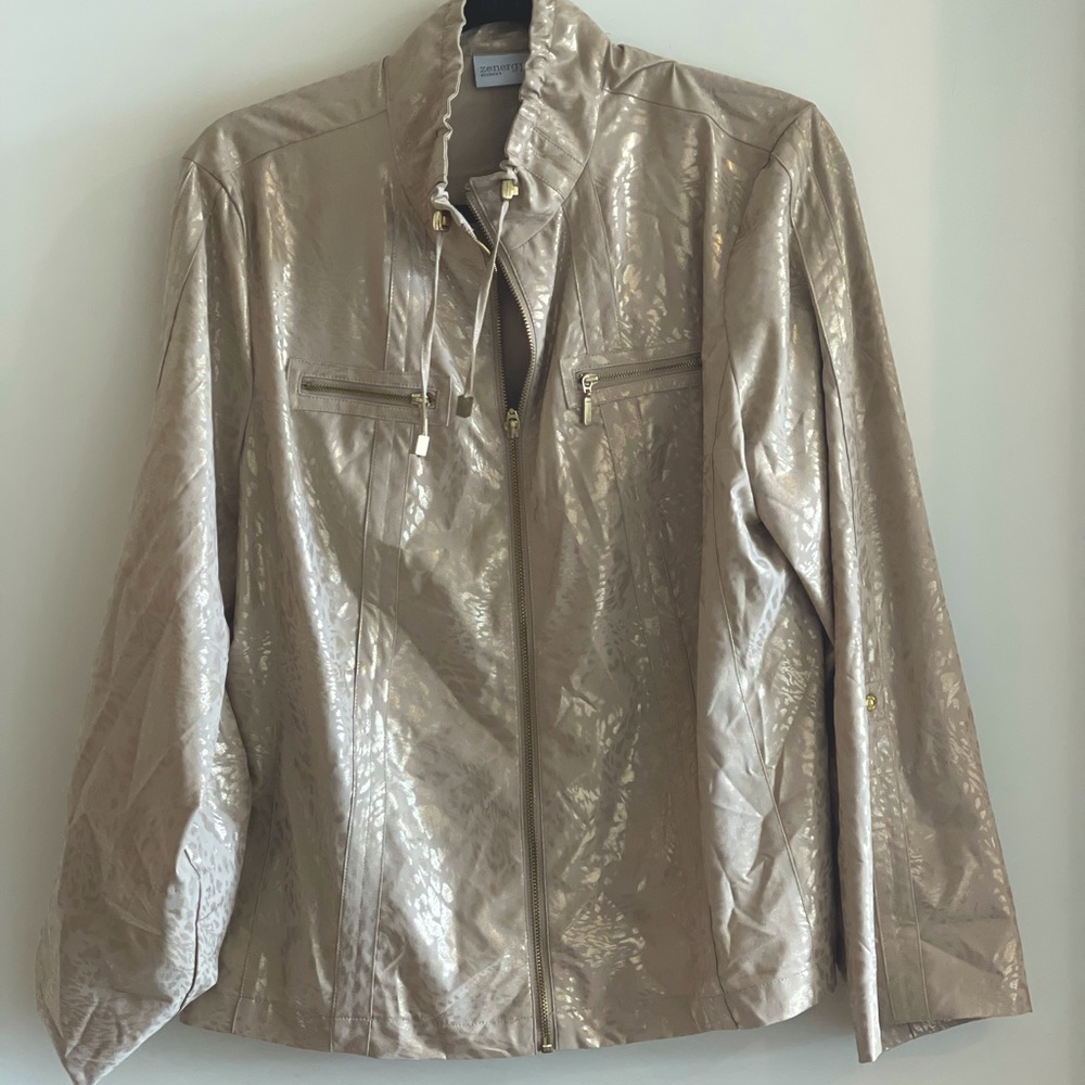 Gold and tan coat size 2 Chico’s